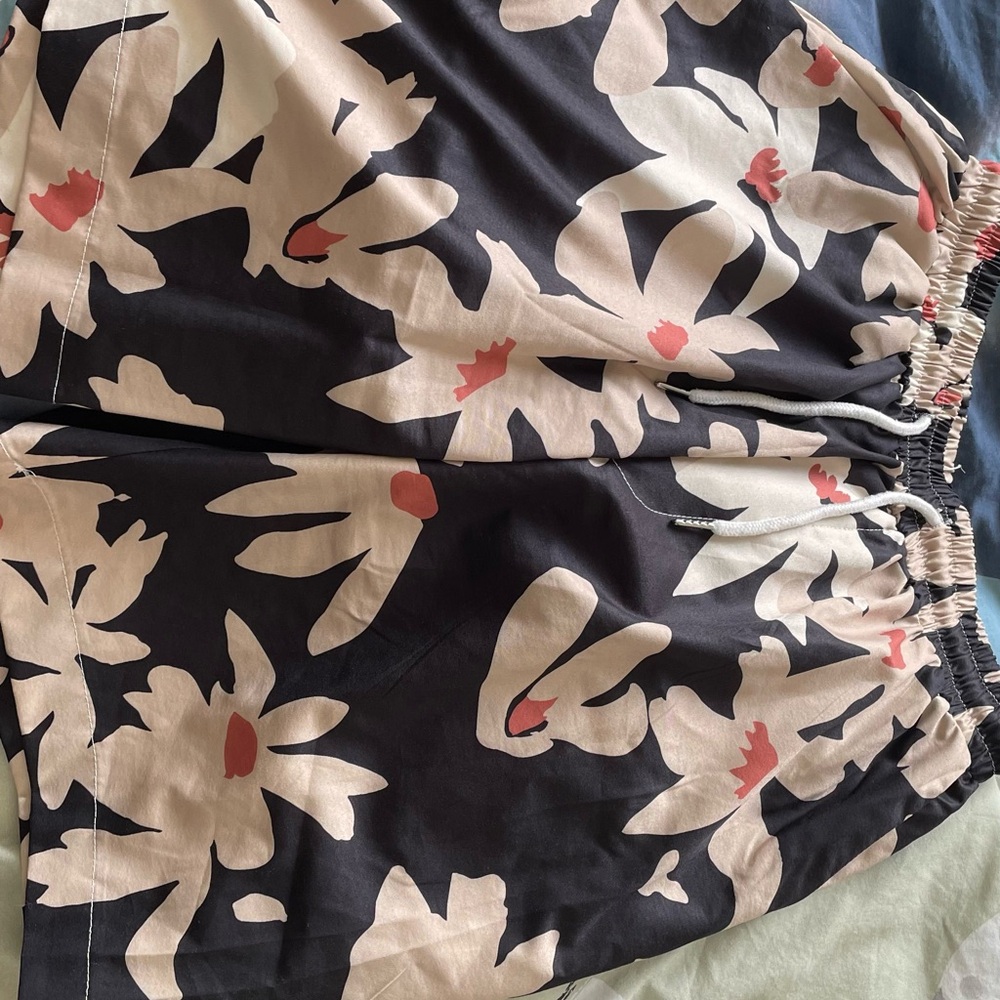 Floral Print Black and Pink Shorts